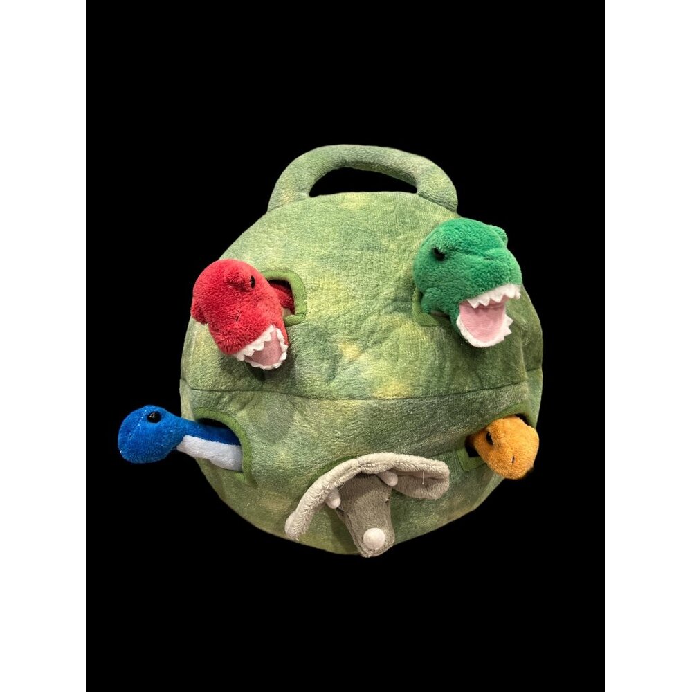 Unipak Plush Dinosaur Round House Carrying Case With 5 Dinosaurs 7” Prehistoric